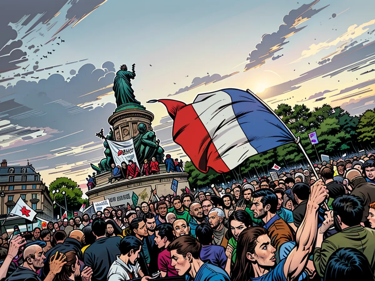 Auf dem Place de la République in Paris versammelten sich vor allem junge Menschen, um zu feiern, dass die extreme Rechte in Schach gehalten wird.