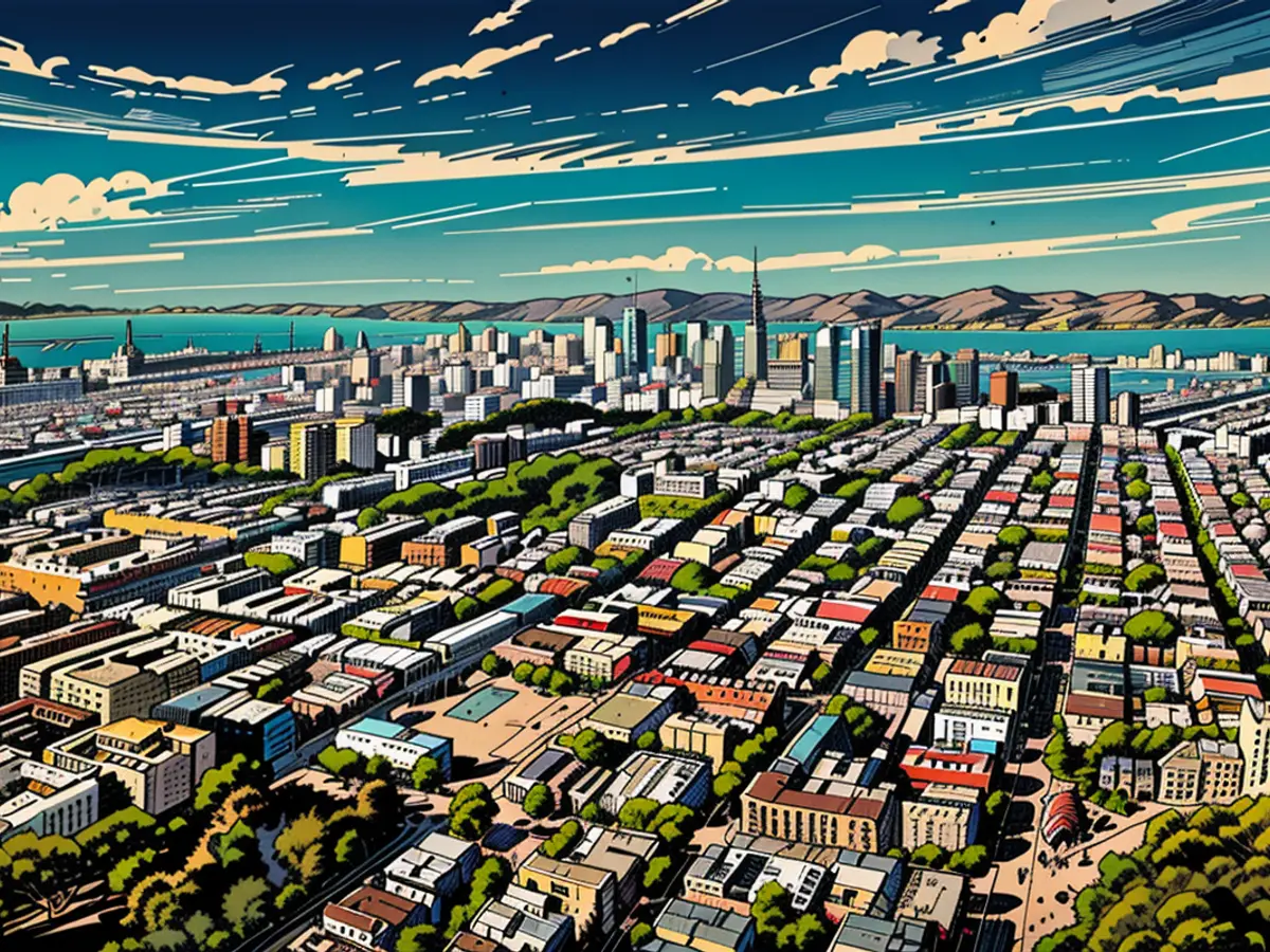Ein Luftbild der Stadt mit Blick auf die Innenstadt am 5. Juni 2024 in San Francisco, Kalifornien.