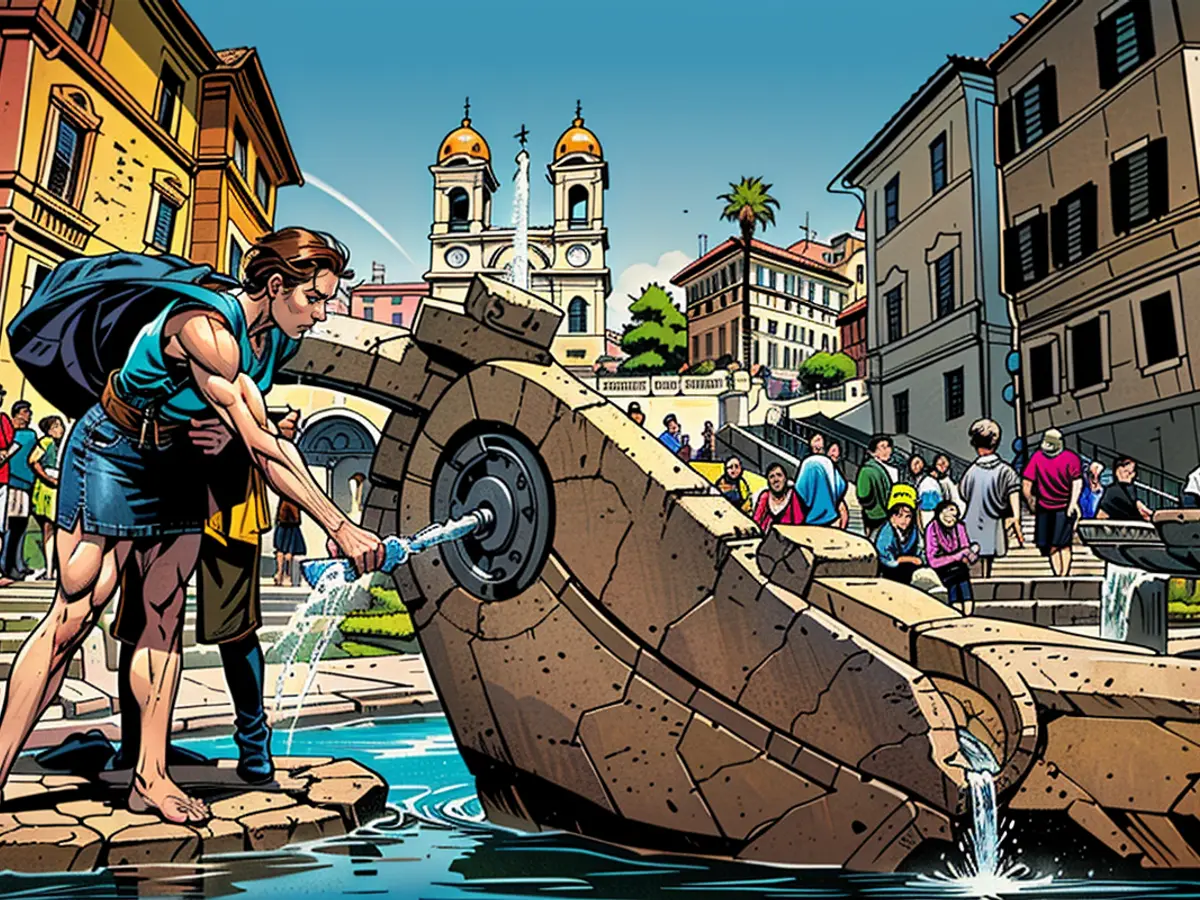 Muchas ciudades europeas tienen fuentes de agua gratuitas en las que se puede rellenar una botella, como la Fontana della Barcaccia, en la Piazzia di Spagna, en el centro de Roma.