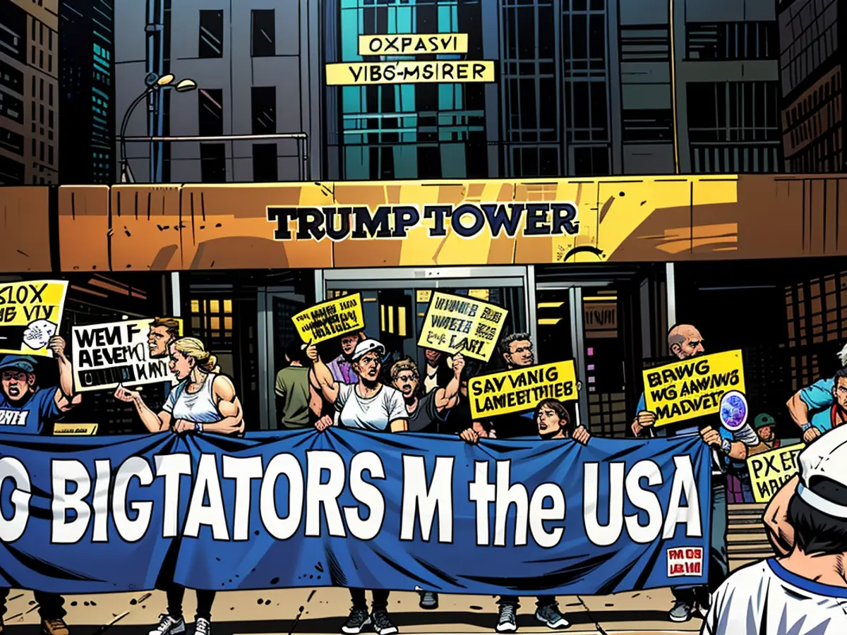 Alcuni manifestanti si sono dimostrati di fronte a Trump Tower a New York.