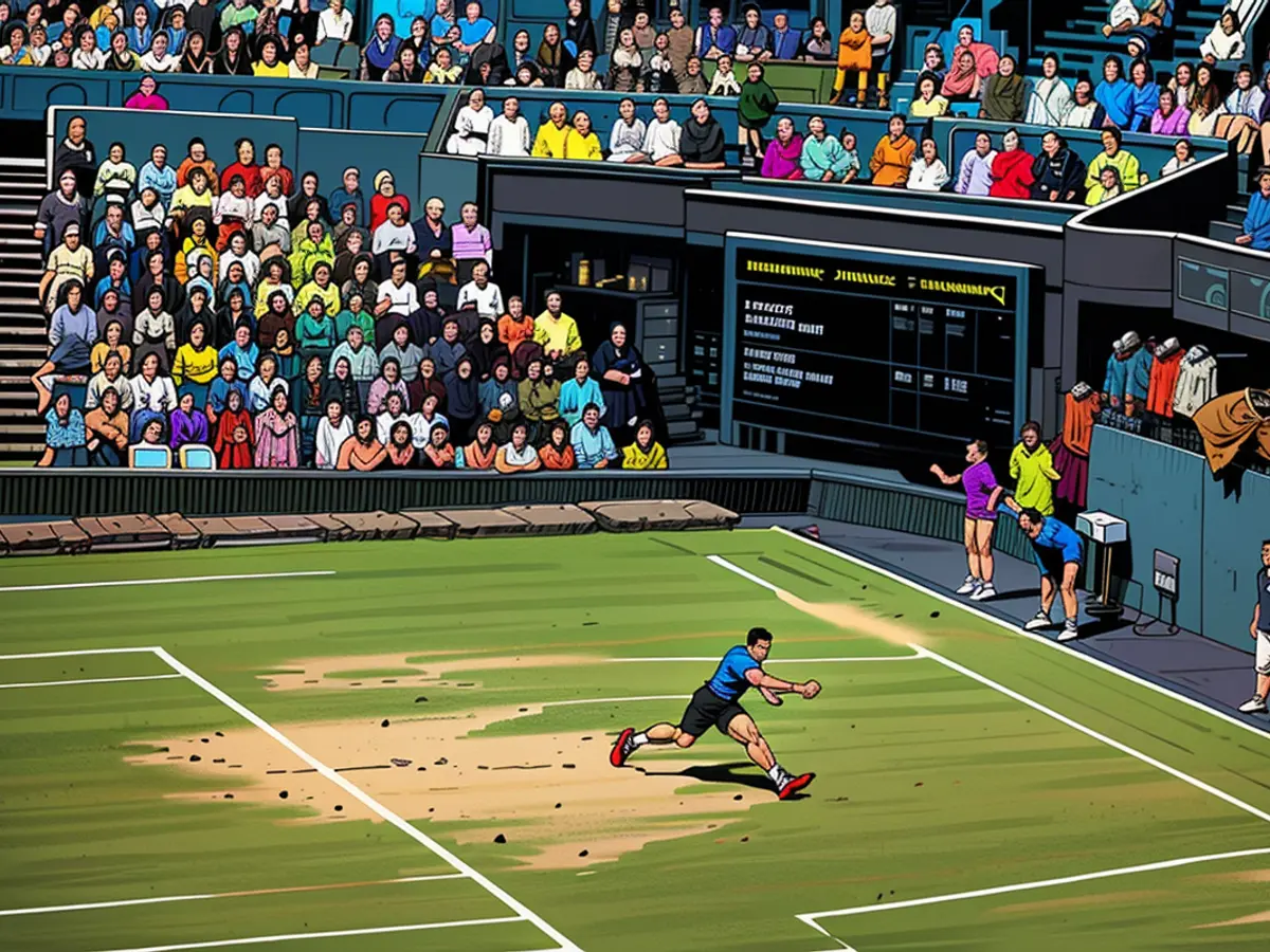 Novak Djokovic en action contre Lorenzo Musetti en demi-finales le vendredi.