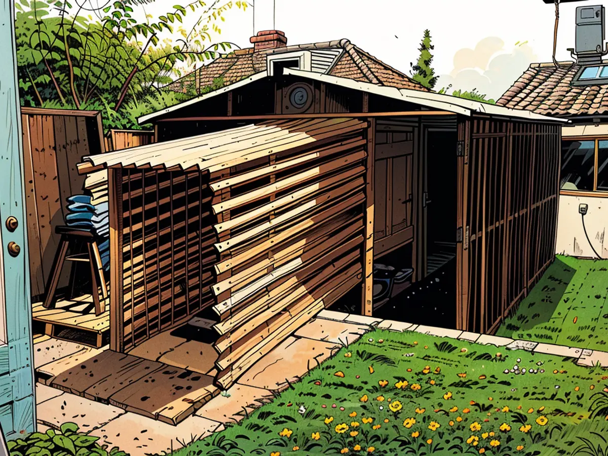 Ha costruito una capanna nel suo giardino per completare la costruzione.