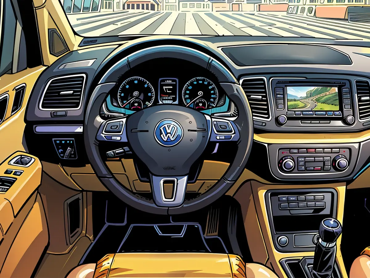 Vedere all'interno del cockpit VW Sharan: Molto familiare dal resto dei modelli VW.LinkGeneration={