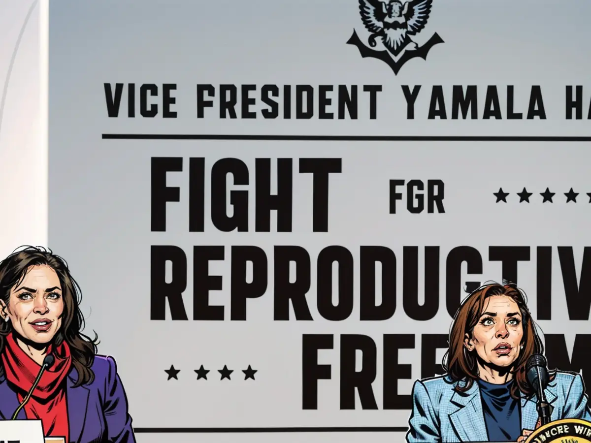 Vice-Präsidentin Kamala Harris (r.) und Michigans Gouverneurin Gretchen Whitmer (l.) auf einem 'Kampf für Reproductive Freiheiten'-Event im Frühling des Jahres 2024.