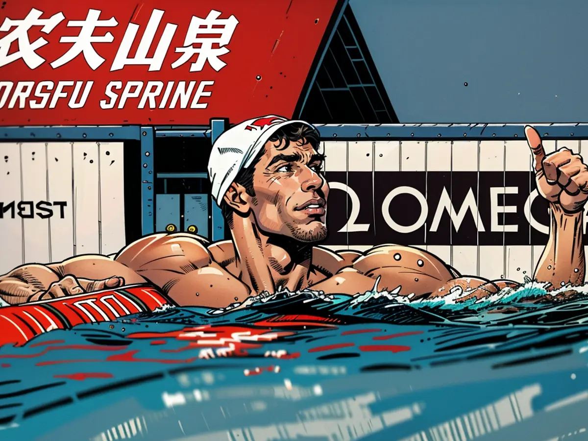 Después de competir en una semifinal de los 100m de mariposa masculinos, en los Campeonatos mundials acuáticos de 2024 en Doha, el 16 de febrero de 2024, Chad Le Clos.