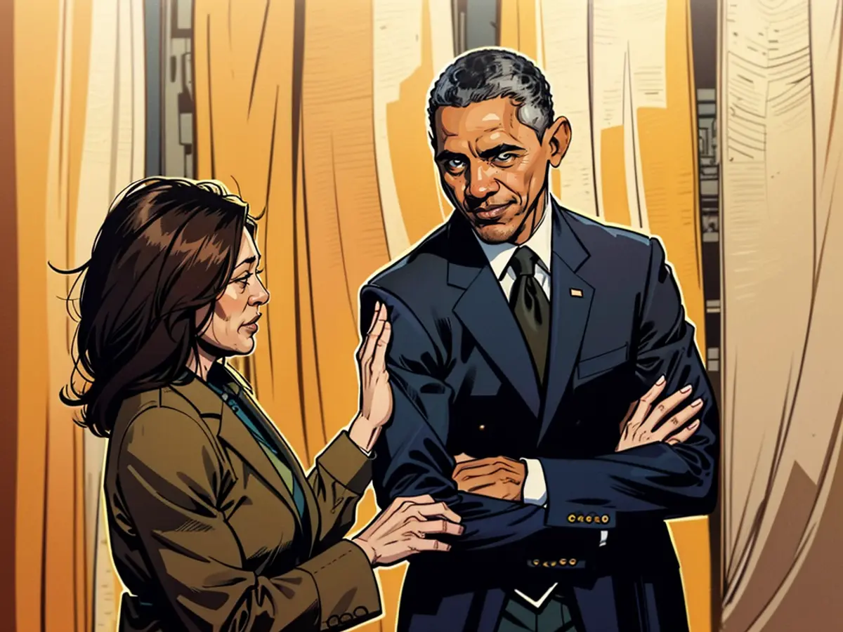 Der US-Vizepräsidentin Kamala Harris und der ehemalige US-Präsident Barack Obama während eines Treffens im Weißen Haus im April 2022. Wenn Harris Präsidentschaftskandidatin wäre, wird sie wahrscheinlich auf Obamas Unterstützung angewiesen sein, um gewinnen zu können.