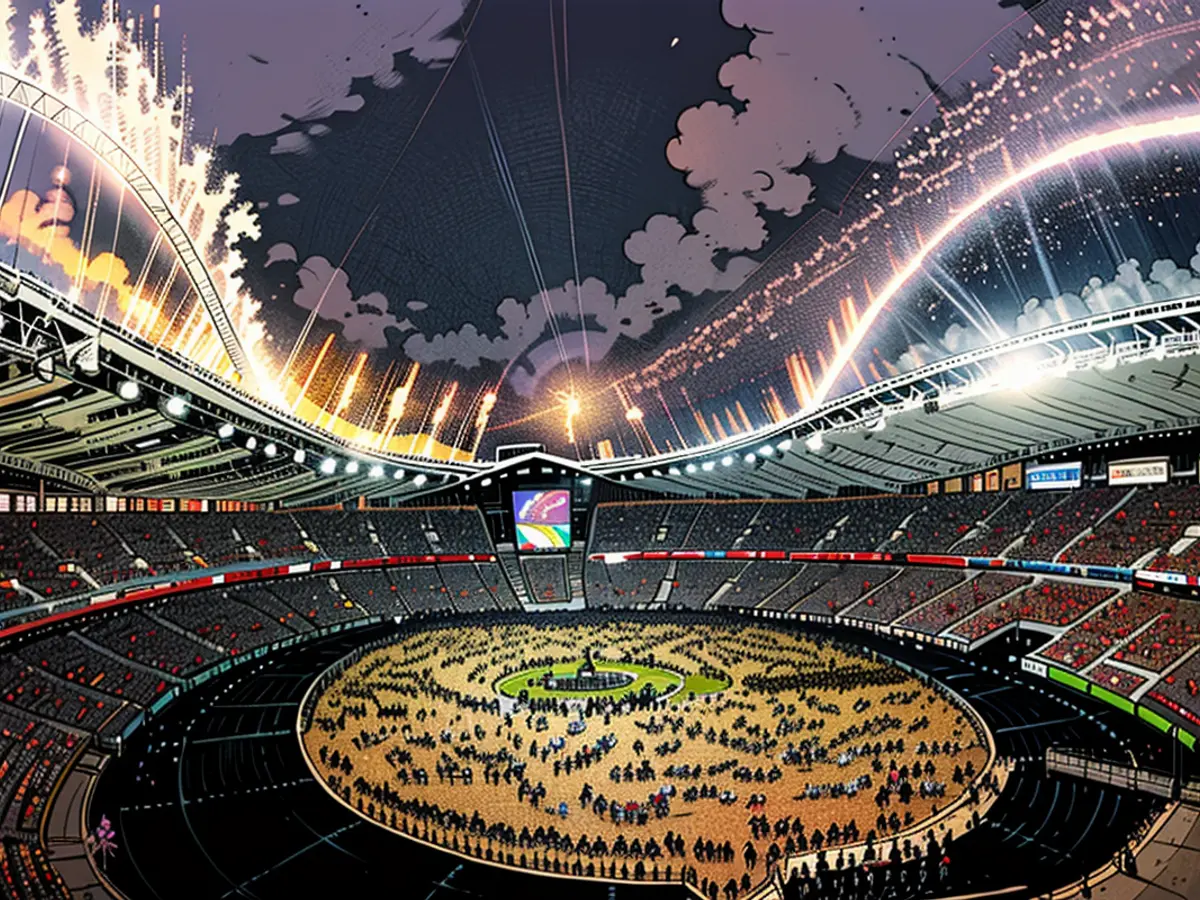 Omaira sahete am 13. August 2004 den letzten Probedurchführung der Eröffnungsfeier der Athener Olympischen Spiele des Jahres 2004. Es war ein erregender Erlebnis.