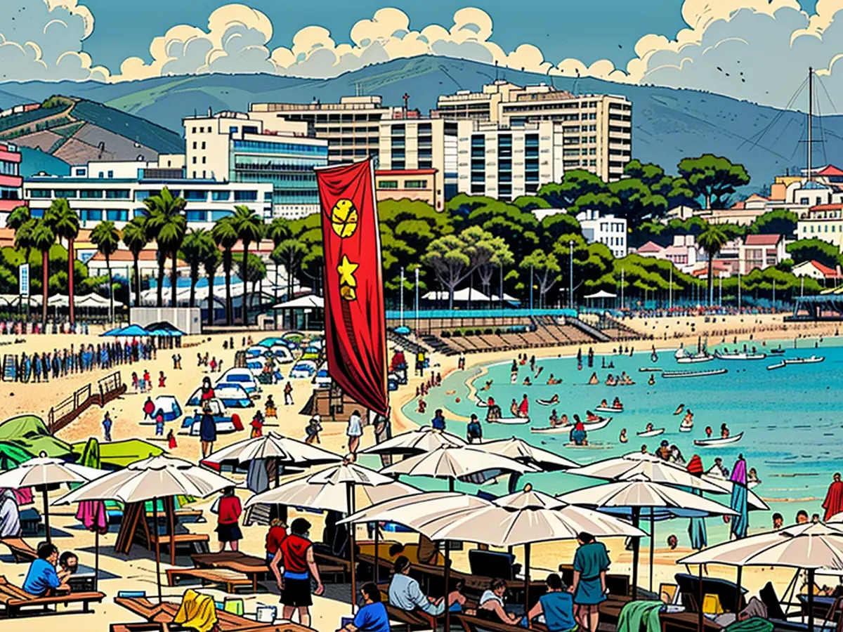 Locals have been protesting to reclaim space from visitor in the Spanish destinations of Mallorca and the Canary Islands. Here, tourists are seen on the beach in Magaluf, Mallorca.