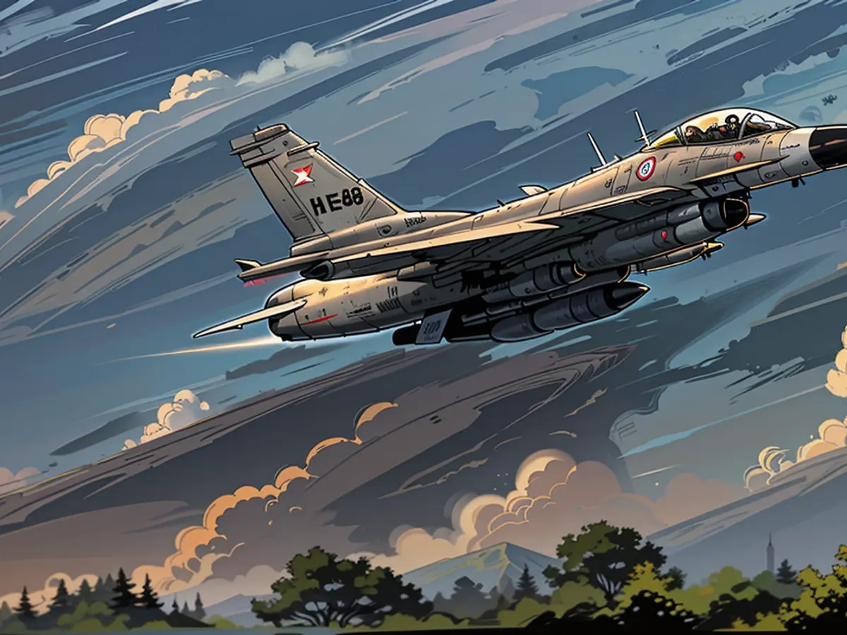 Ein F-16-Jet der Dansen Luftwaffe (Aus archivierten Stücken)