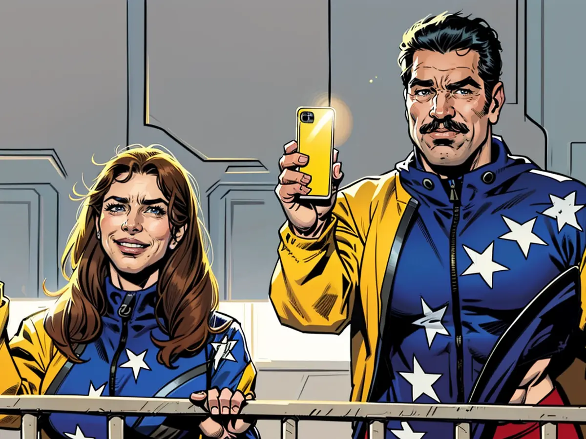 Nicolas Maduro und seine Ehefrau Cilia Flores legten nach der Stimmabgabe ihre Mobiltelefone mit den Blitzfunken an.