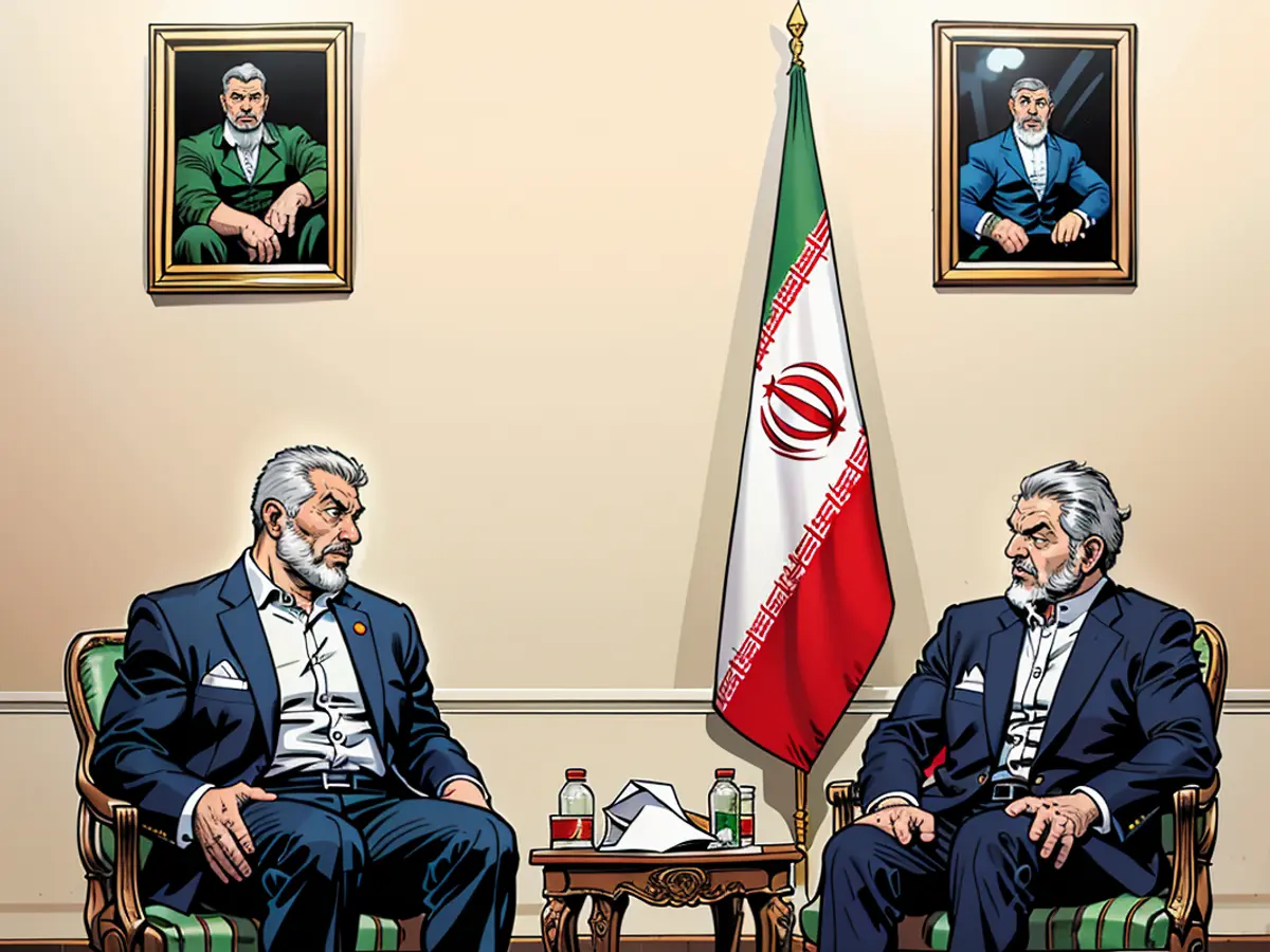 El presidente iraní Masoud Pezeshkian (derecha) se encuentra con el líder político de Hamas, Ismail Haniyeh (izquierda), en la oficina presidencial de Teherán, Irán, el 30 de julio de 2024.