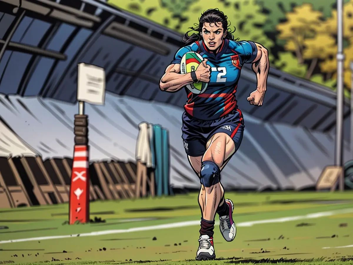 Ilona Maher concourt en rugby à sept le 28 juillet aux Jeux olympiques de Paris