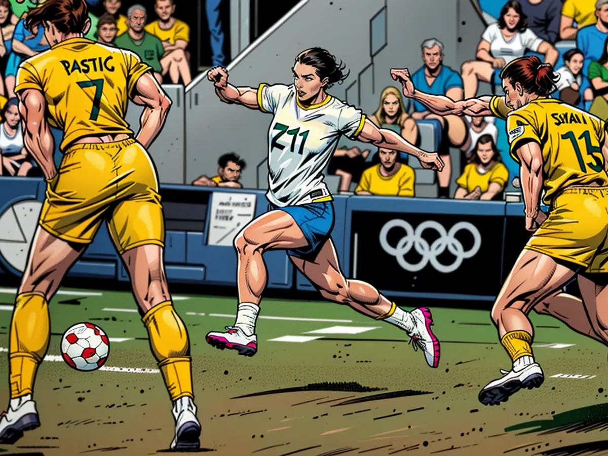 Sophia Smith runs with the ball against Australia.