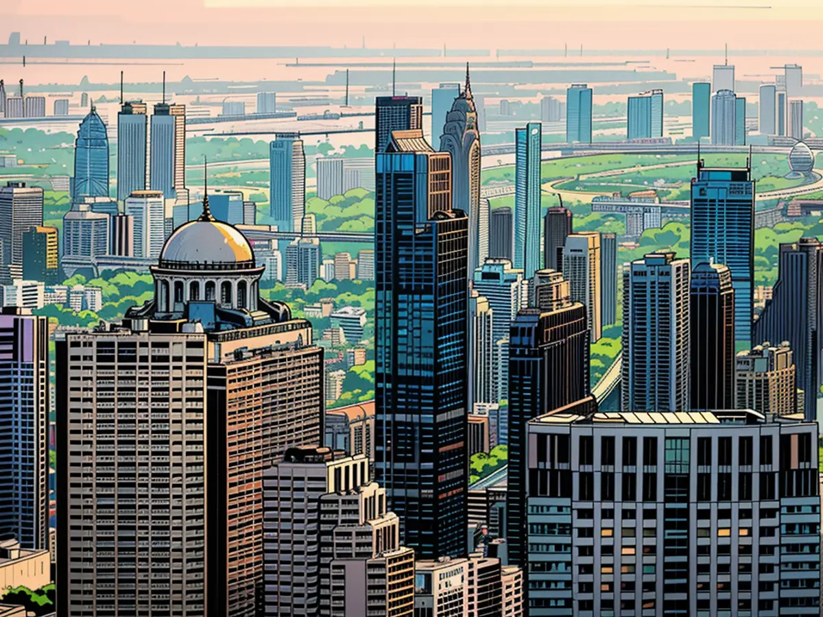 Ein Blick auf die Skyline von Bangkok, aufgenommen am 14. Mai 2024.