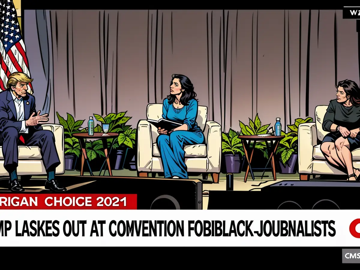 Trumps streitbarer Auftritt bei der NABJ. Der ehemalige Präsident war kämpferisch und verbreitete Falschinformationen, als er Fragen auf einem Event der National Association of Black Journalists ausgesetzt war. CNN-Korrespondent John Vause spricht mit einem der Moderatoren auf dem Podium.