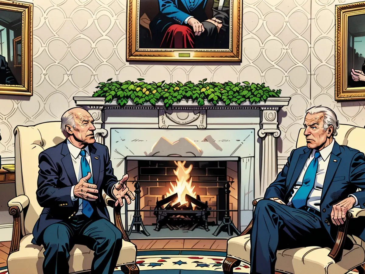 Presidente dos Estados Unidos Joe Biden se encontra com o Chanceler da Alemanha Olaf Scholz na sala oval da Casa Branca em Washington, DC, em 9 de fevereiro de 2024.