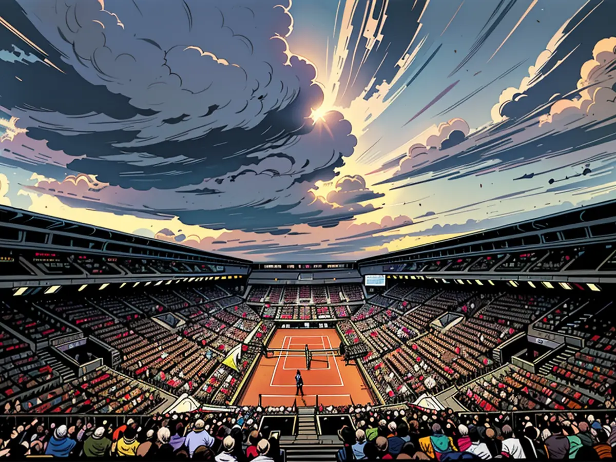Cumulus Wolken sammelten sich am Ende von Murrays letztem Profi-Tennis-Spiel in Paris.