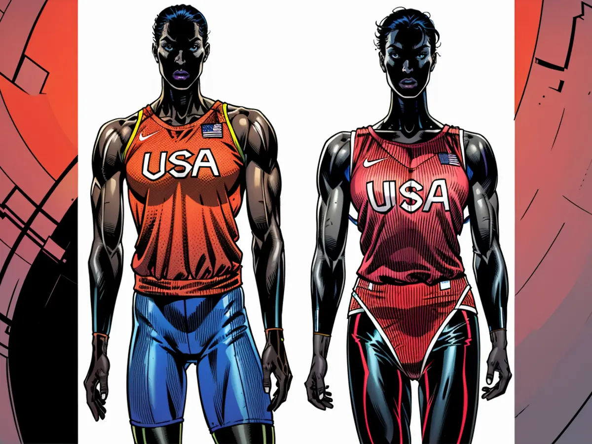 Nike's design for the US women's team outfit, right, is seen in an 