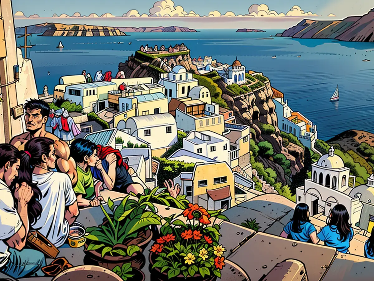 Oia, ein Dorf an der nordwestlichen Spitze von Santorini, ist der bekannteste Ort, um den Sonnenuntergang zu beobachten.