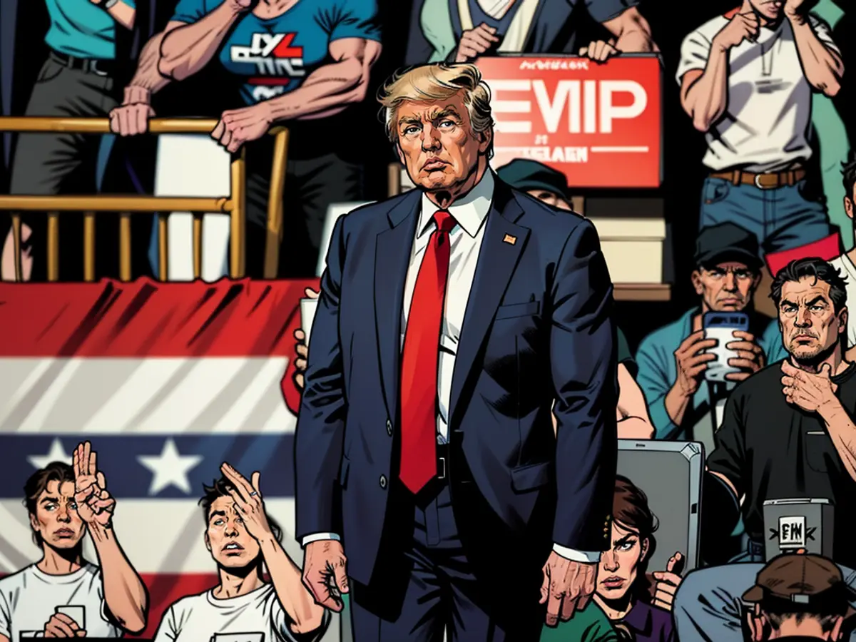 Trump arrives to speak at his Harrisburg, Pennsylvania, rally on July 31, 2024.