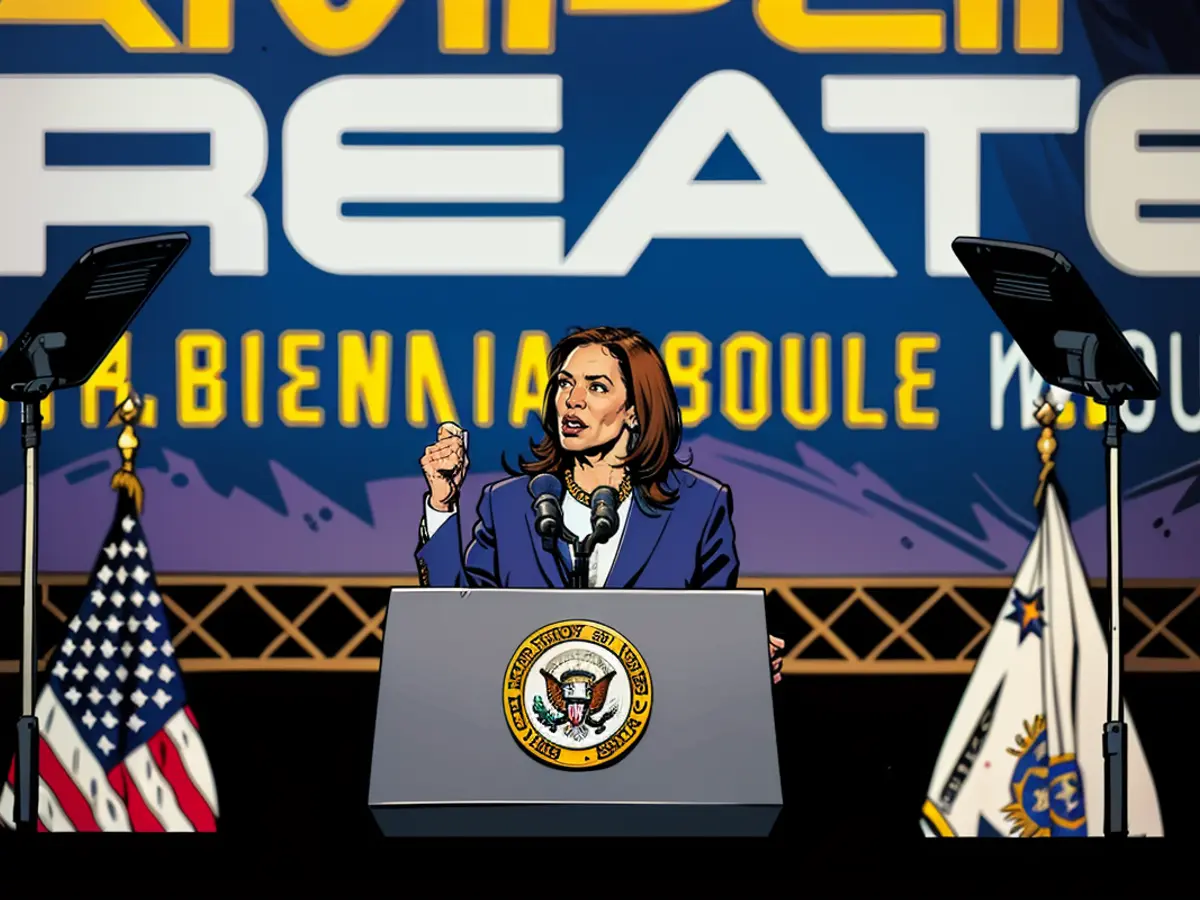 Vice President Kamala Harris speaks at a gathering of the Sigma Gamma Rho sorority in Houston on July 31, 2024.