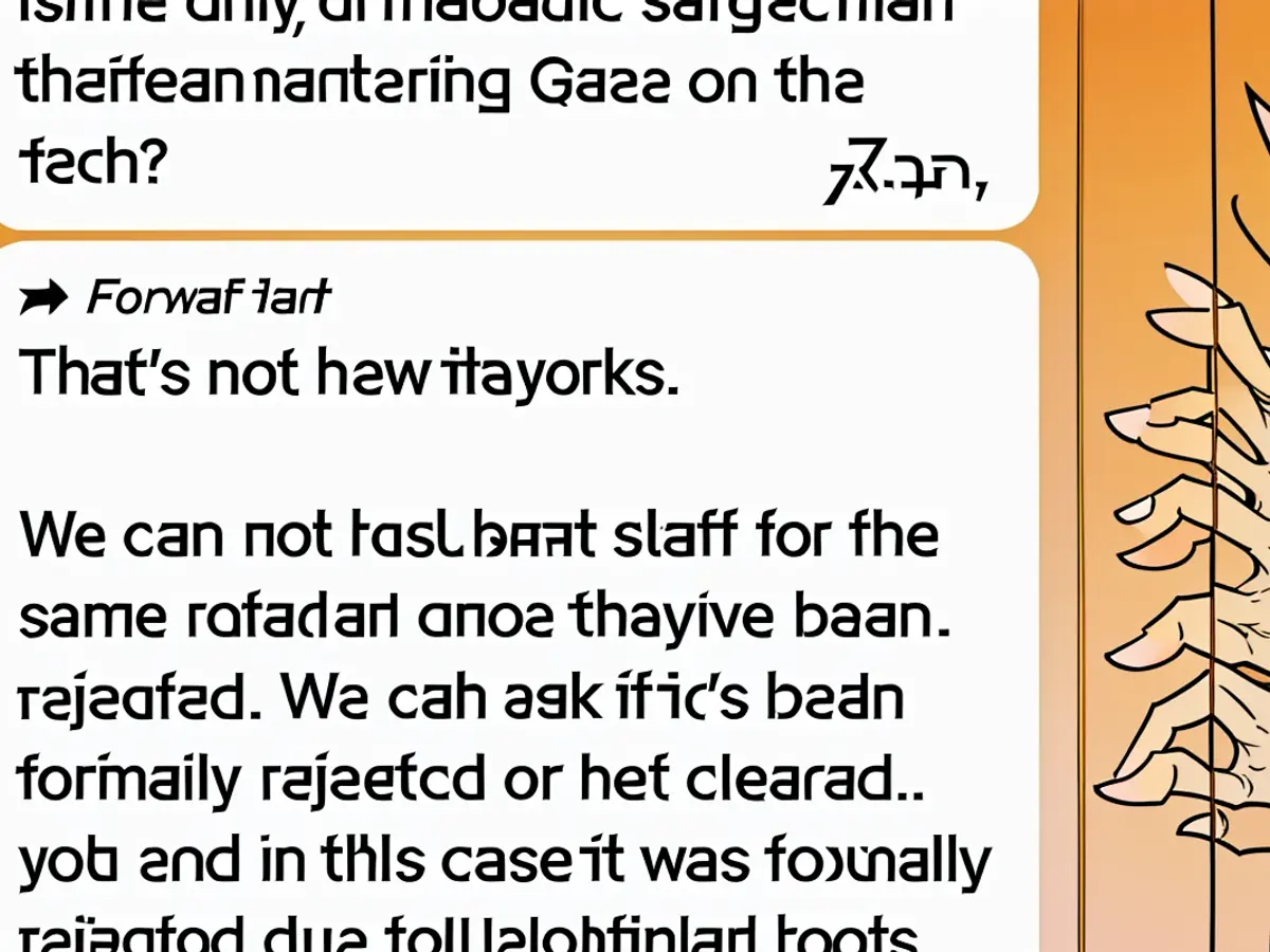 The phone text sent to the medical charitable group that Ali Elaydi had planned to join explaining that Israel’s Coordinator of Government Activities in the Territories, or COGAT — the agency that controls the flow of aid into Gaza — denied his entry into Gaza because of his Palestinian ancestry.