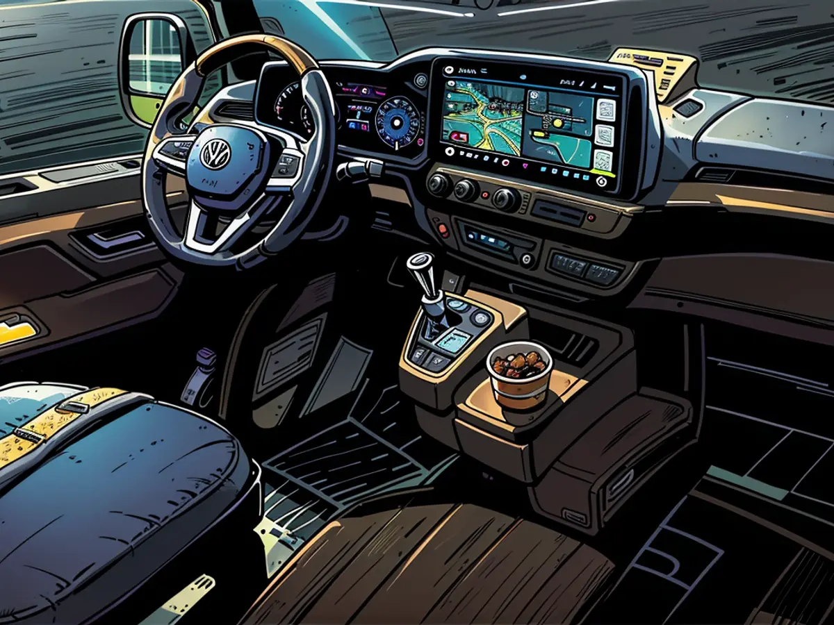 Das Cockpit des neuen VW T7, auch Ford Transit genannt, setzt auf Digitalanzeigen.