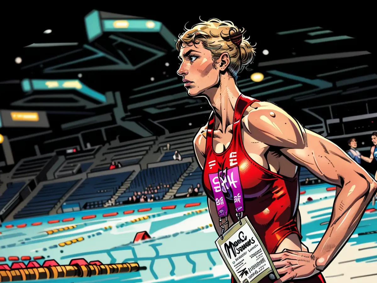 Canadas Summer McIntosh nach einer Halbfinalrunde ├╝ber 200 m Freistil bei den Olympischen Spielen 2020 in Tokio