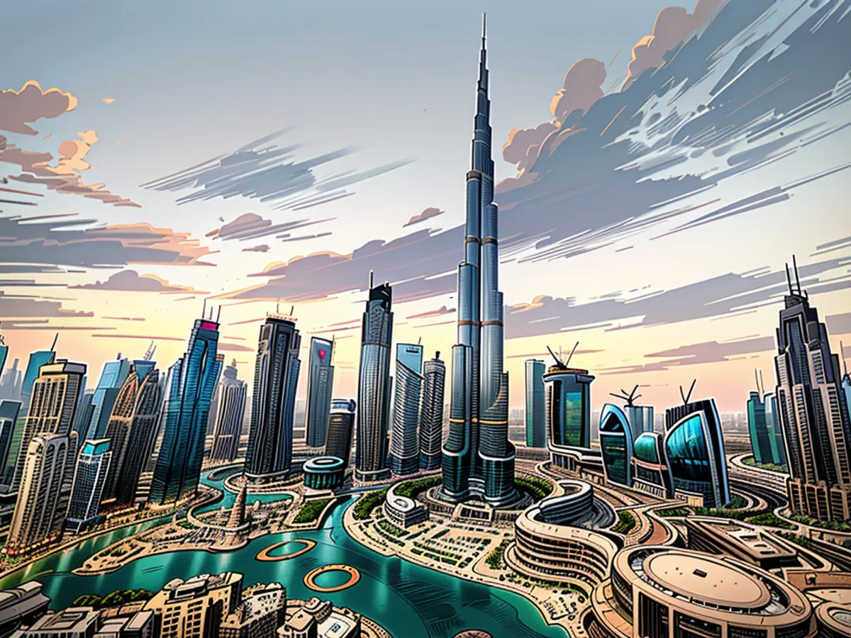 Eine Ansicht des höchsten Gebäudes der Welt, des Burj Khalifa, in Dubai im Dezember 2022. Es wurde von SOM entworfen.