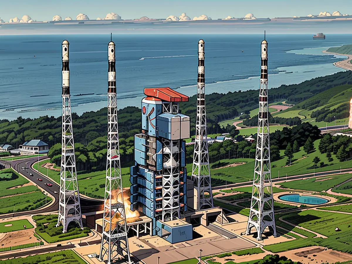 A commercial spacecraft launch site on China's Hainan island completes a rocket launch simulation on June 30.