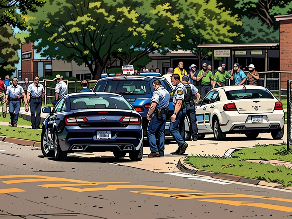 Law enforcement officers guard the scene of a shooting at Robb Elementary School in Uvalde, Texas, U.S. May 24, 2022.  REUTERS/Marco Bello