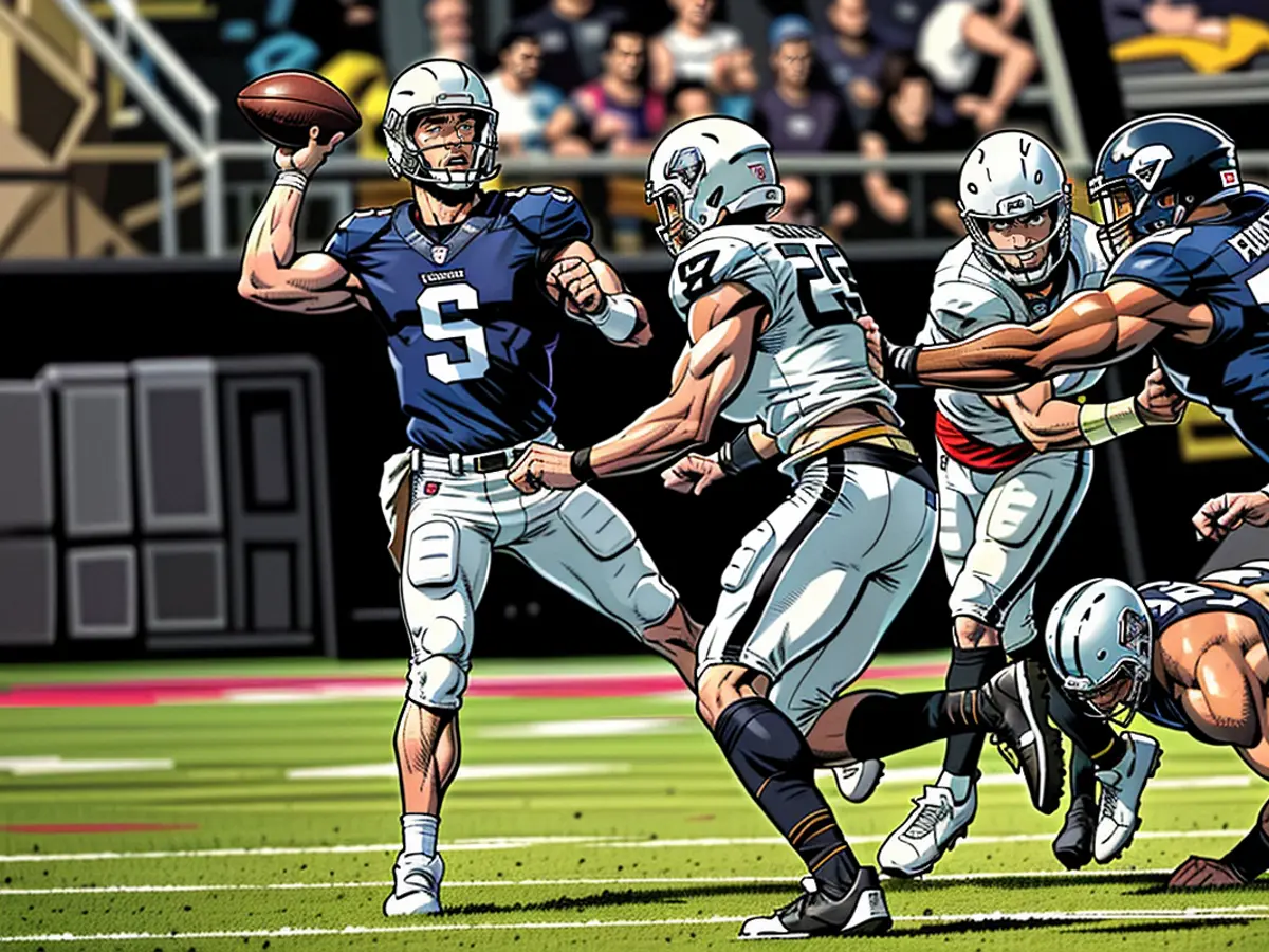 McCarthy throws the ball in the second quarter against the Las Vegas Raiders.