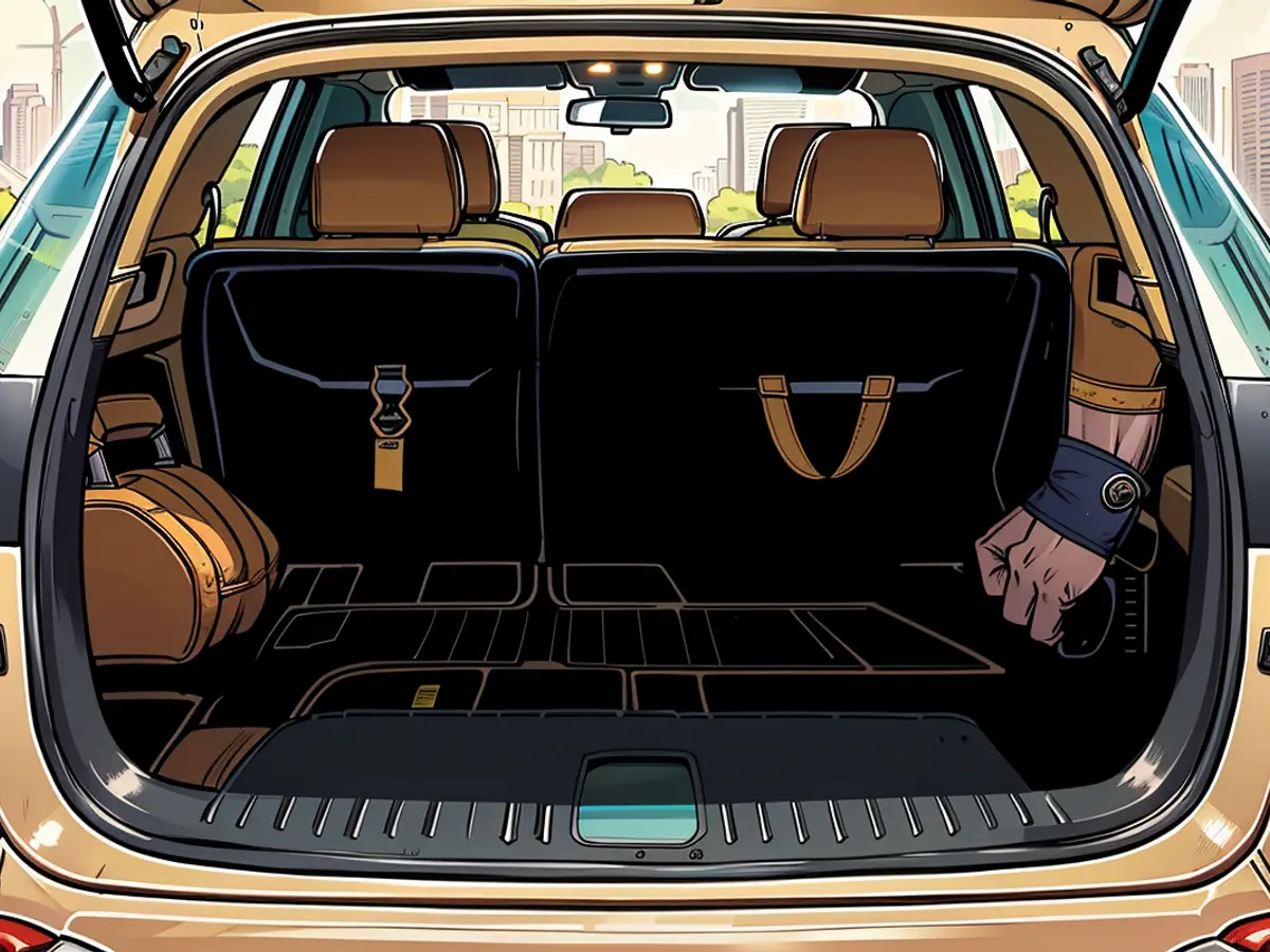 The trunk fits 513 liters; folding the backseat backs increases this to 1500.