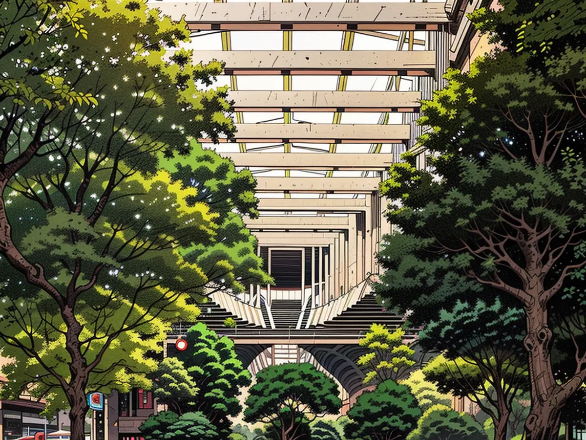 The airport is attempting to provide an arboreal atmosphere with big trees and a lots of natural sunlight streaming into the overhauled terminal.