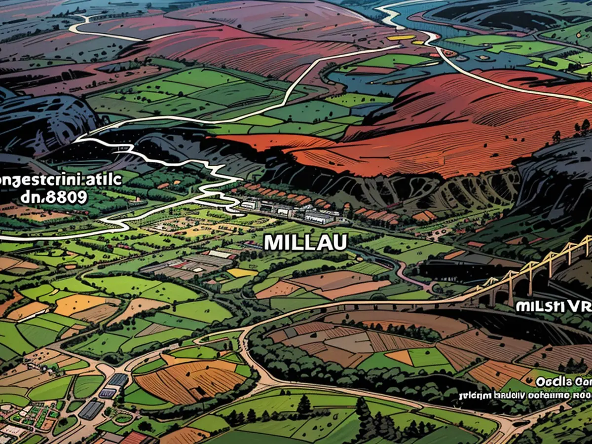 A maneira histórica pelo vale de Tarn apresentava um caminho congestionado que atravessava a área urbana de Millau.