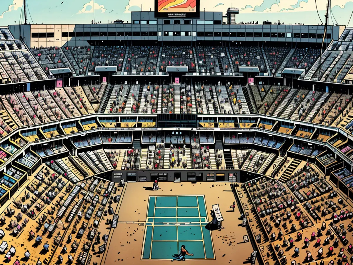 En laptemps des quarts de finale de l'US Open 2024, le joueur de tennis allemand Alexander Zverev...