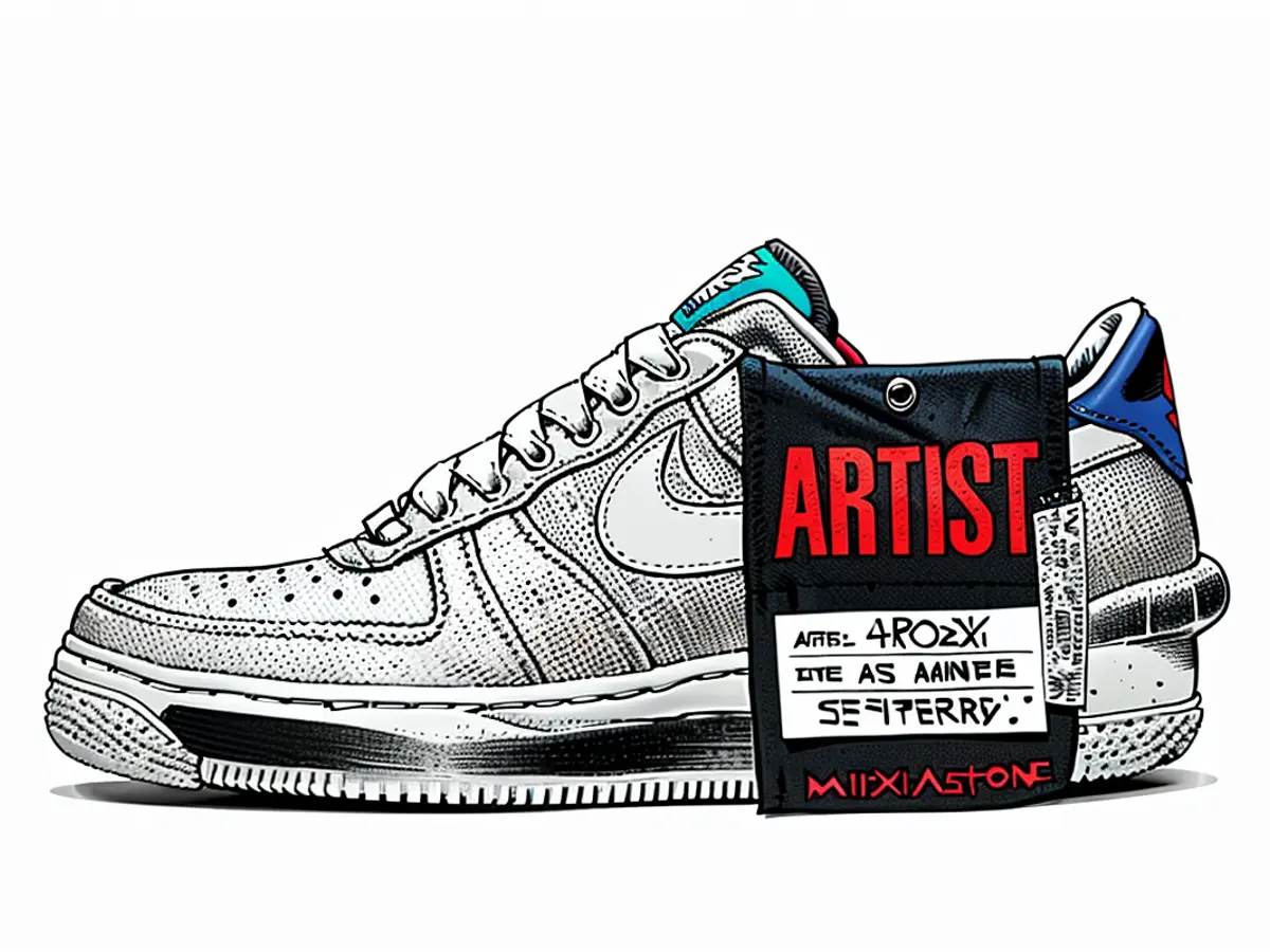 Nike and Peaceminusone's Para-noise Air Force 1 sneakers, adorned with crystals, were showcased during G-Dragon's auction.