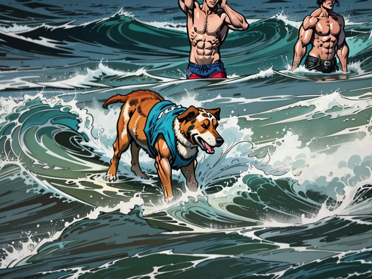 Cães-Noistas Josegantes contacin na Competio Anual de Surf-A-Thon. Entre nmeros cães, a 19a edio do Surf-A-Thon em San Diego teve multiplos competidores, sendo a competio de surfe com cães mais antiga dos Estados Unidos.