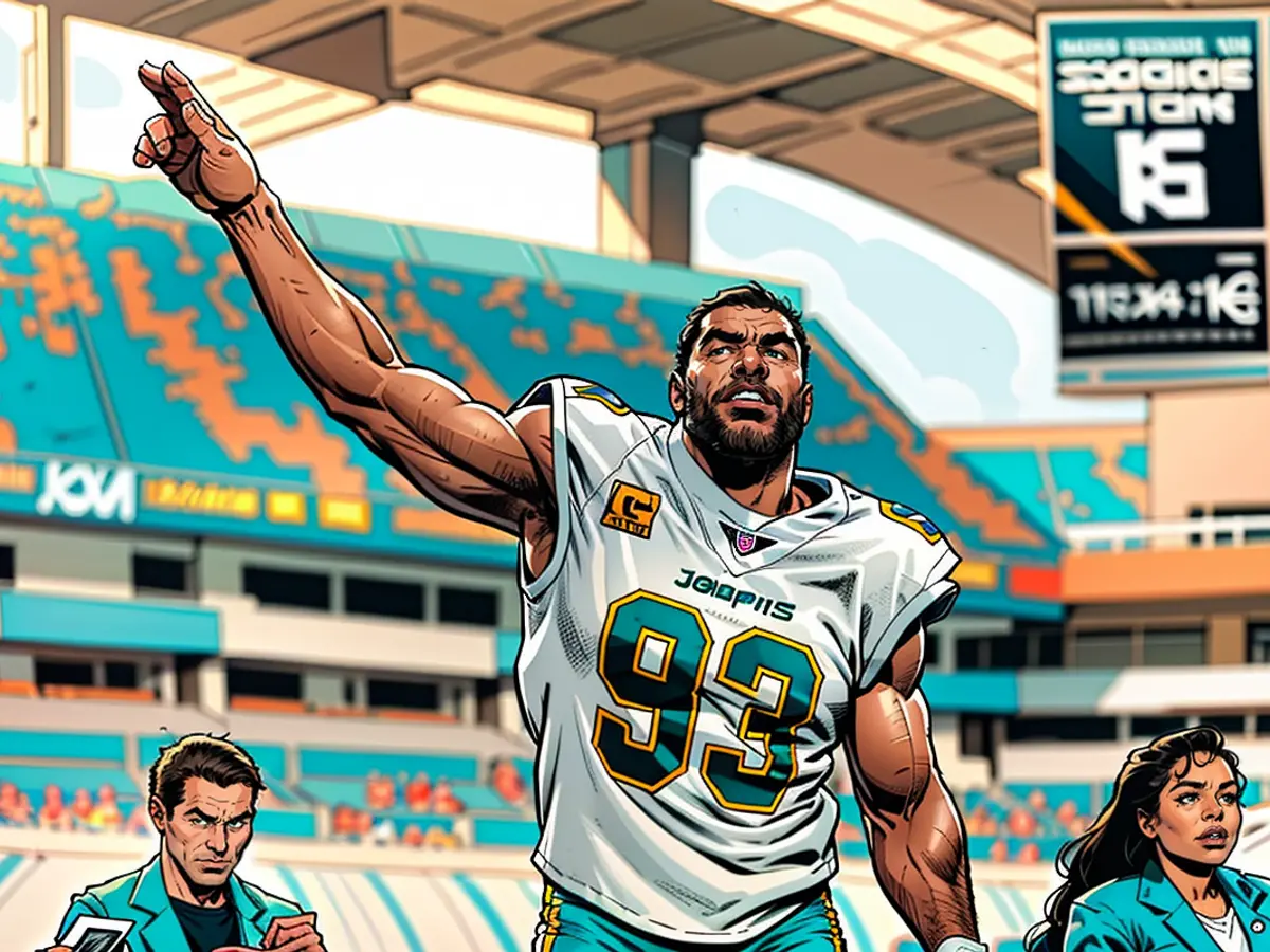 Campbell rejoices in the Dolphins' triumph over the Jaguars.