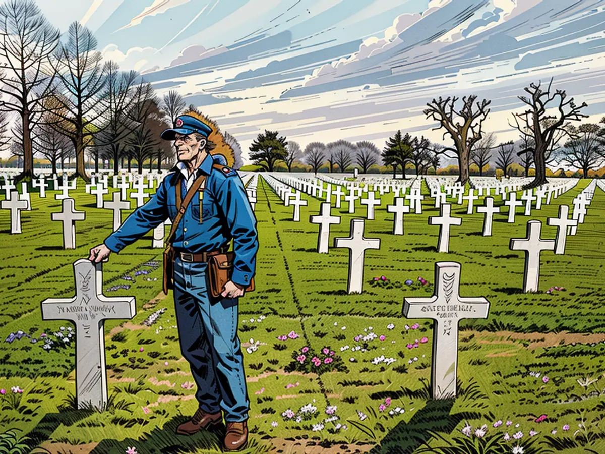 Historien de la Seconde Guerre mondiale aguerri et ancien membre des forces militaires néerlandaises Arie-Jan van Hees, résident local, guide des visites du cimetière. En 2005, lui et sa famille ont pris en charge la tombe d'un soldat.