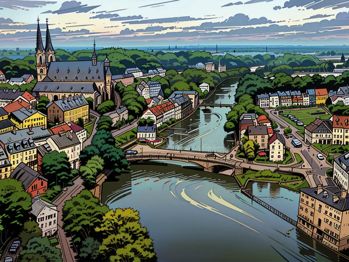 Nysa River Overflow: To the left, Görlitz, and to the right, the Polish city of Zgorzelec is affected.