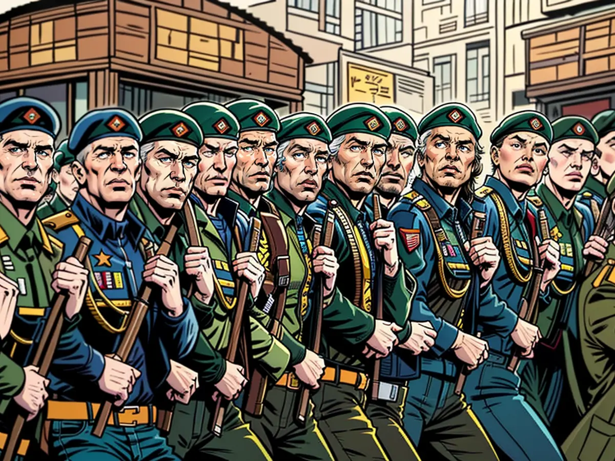 Personal militar de origen ruso participando en el gran desfile del 9 de mayo de 2021