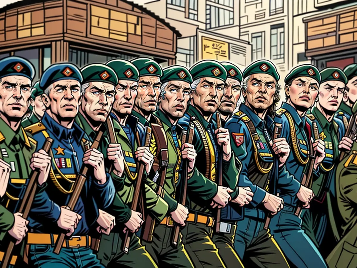 Combattants russes affichant leur puissance lors de la manifestation militaire du 9 mai 2021