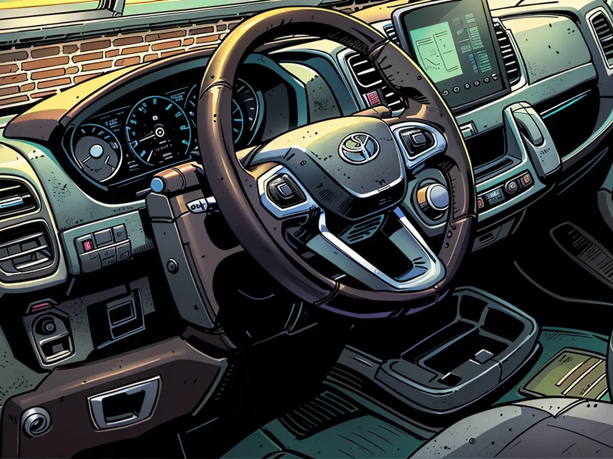 The interior of the Toyota Proace Max's cockpit exhibits a contemporary and almost automobile-like aesthetic.