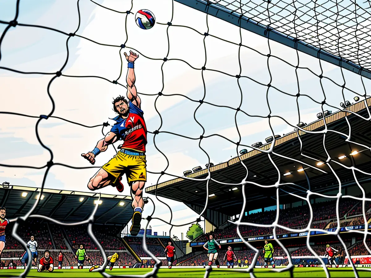 In the League Cup finale, Arsenal versus Chelsea, Hampton executes a decisive stop.