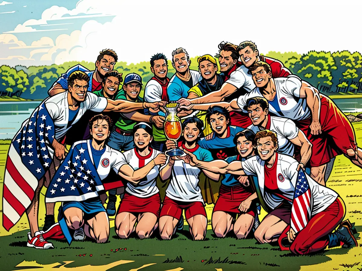 United States Team rejoices in victory.