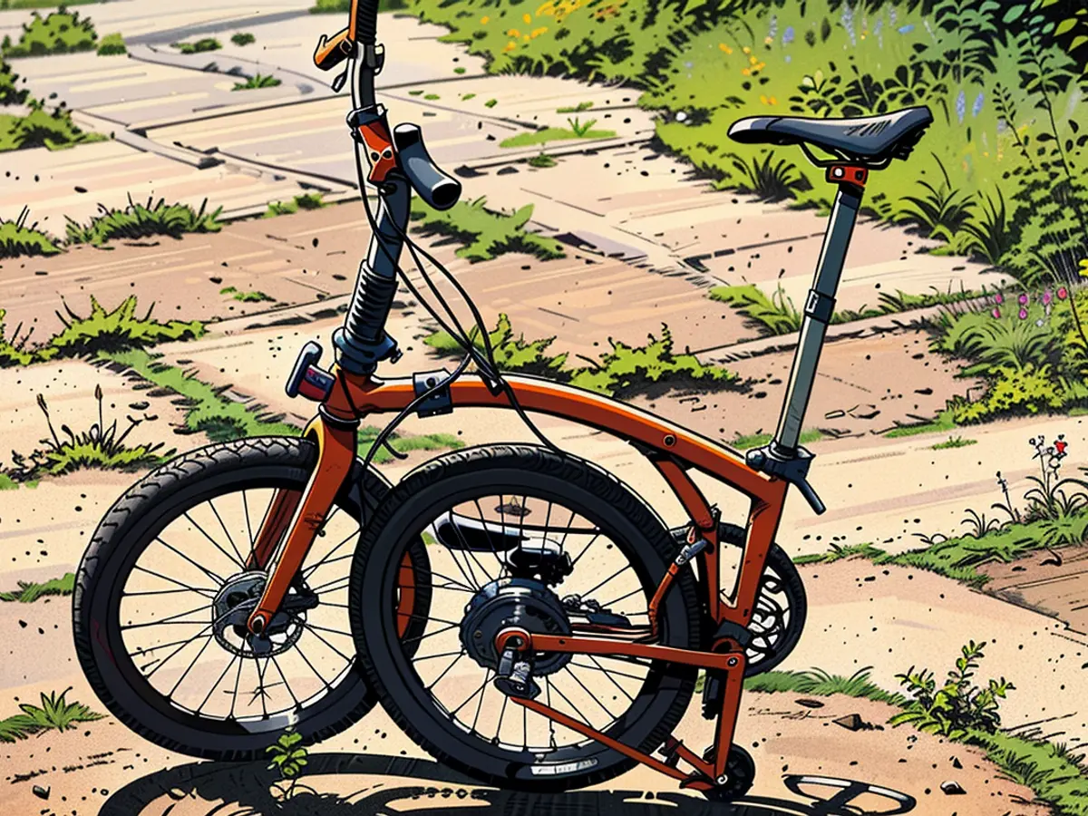 To securely park your Brompton G Line bike, simply push the rear wheel forward using just one hand.