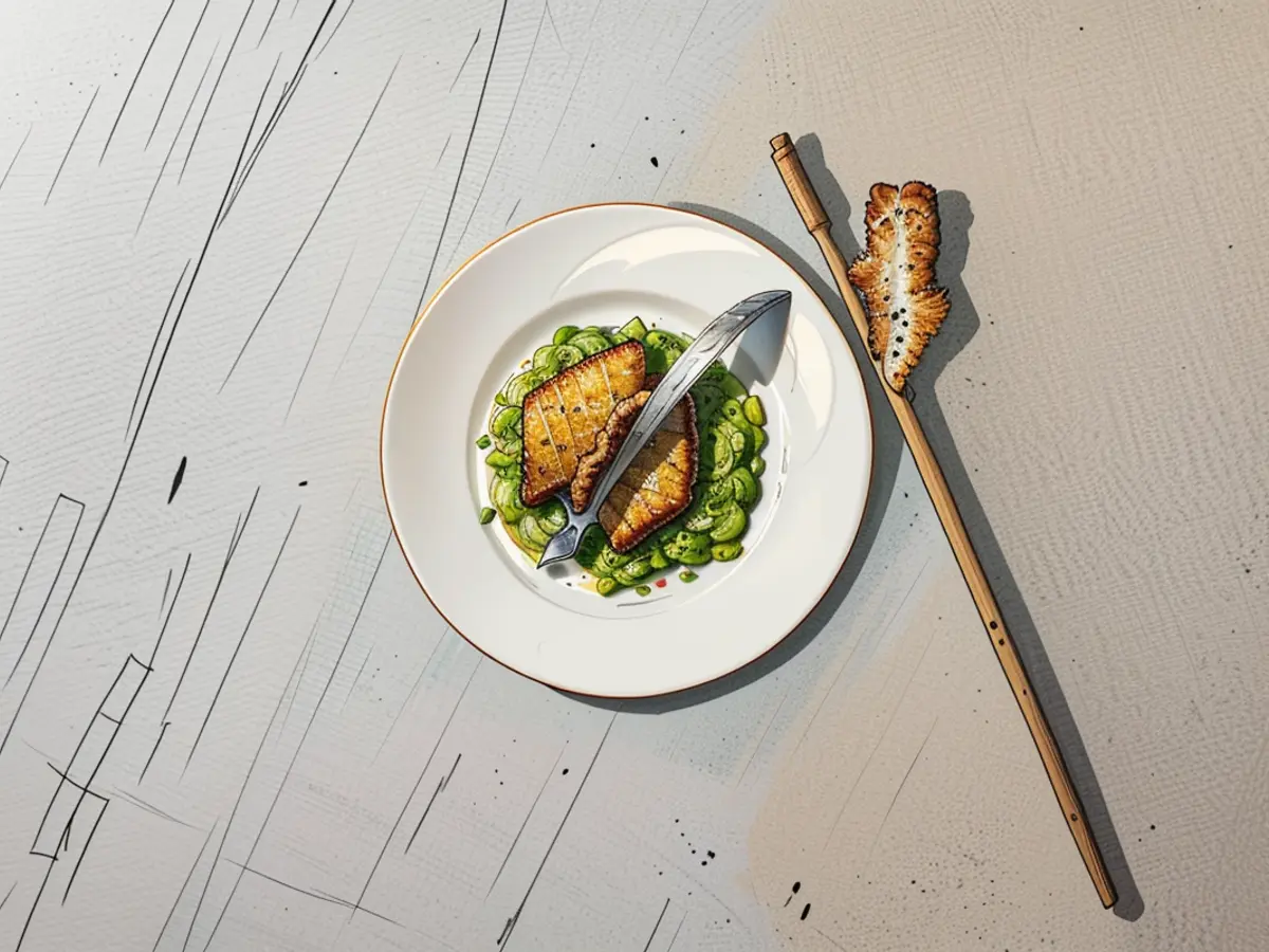 Crisply cooked fish fillets, seasoned with coriander, fennel, and ginger, pair nicely with risotto.