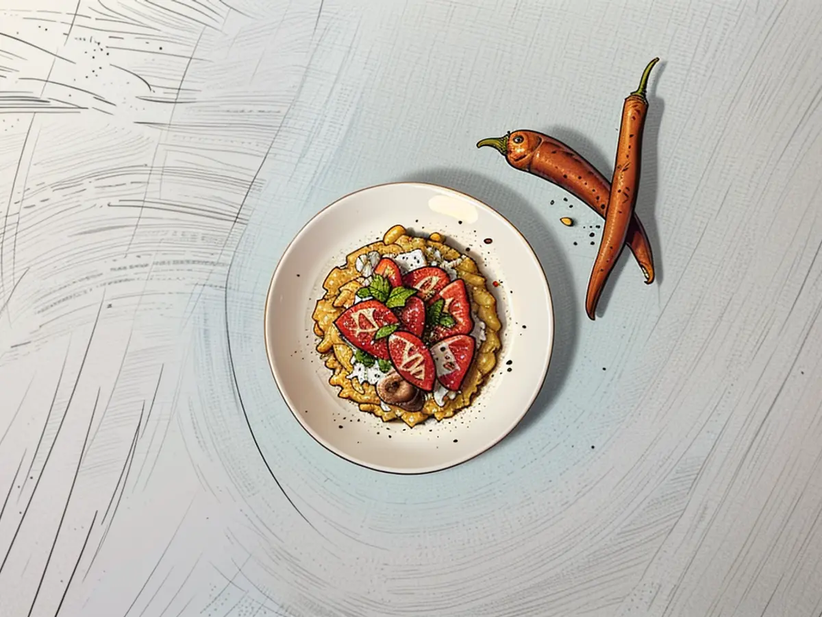 The pepper cream-infused risotto is delightful for vegetarians and serves as an appealing complement to roasted poultry, satisfying meat enthusiasts as well.