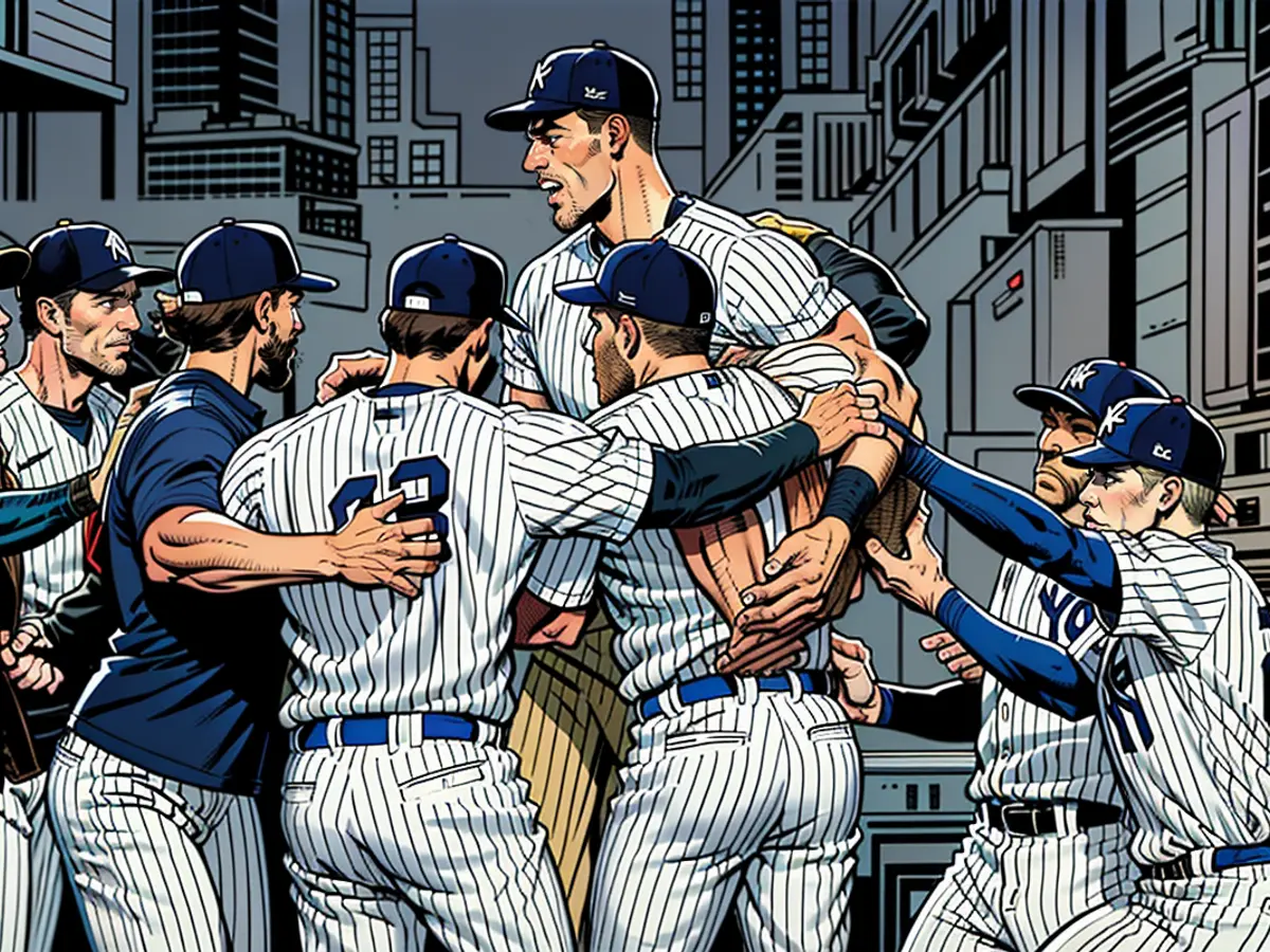 The New York Yankees and Aaron Judge rejoice upon securing the American League East championship title.